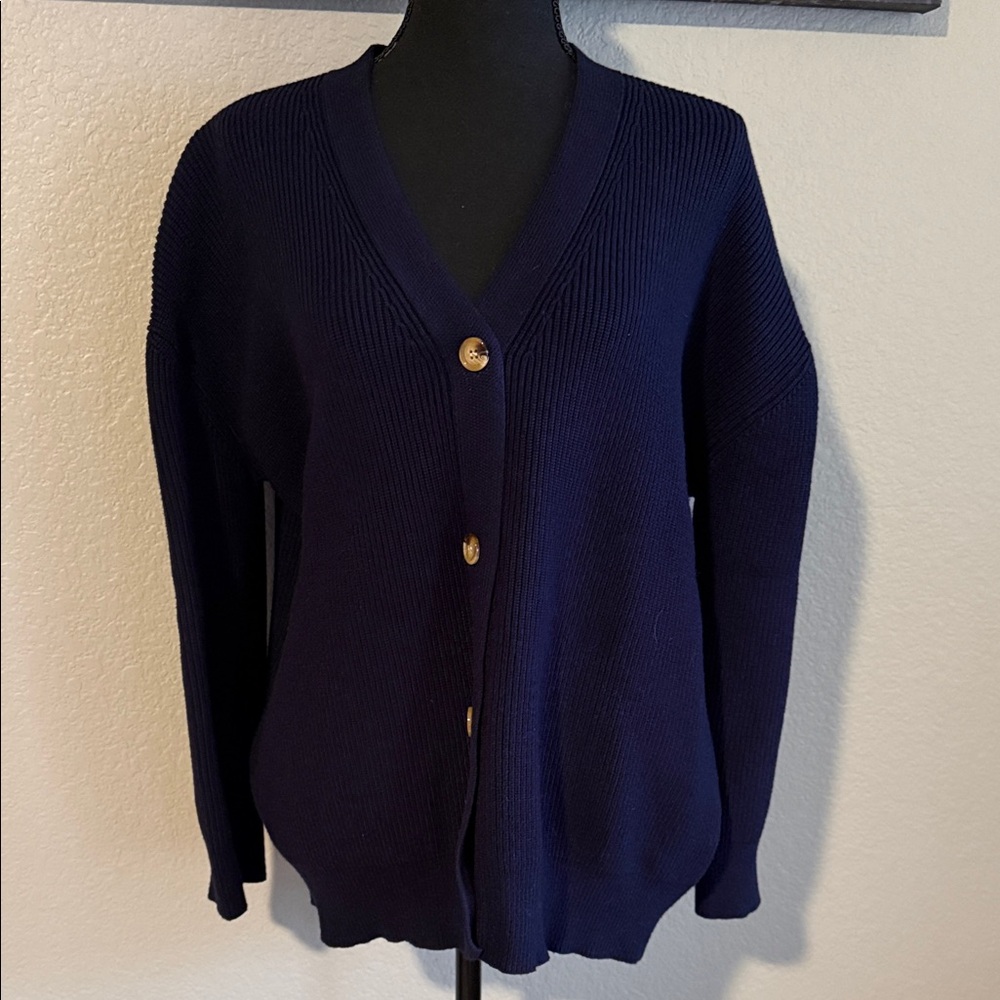 Elegant Navy Cardigan Sweater